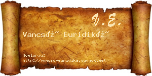 Vancsó Euridiké névjegykártya